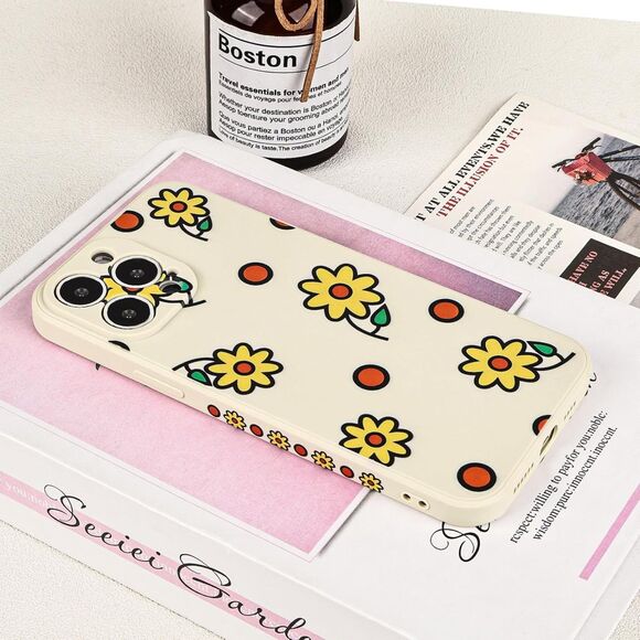 iPhone 13 Pro Max Case,Cute Vintage Yellow Flowers Pattern Design (Red Dots) - Picture 2 of 7